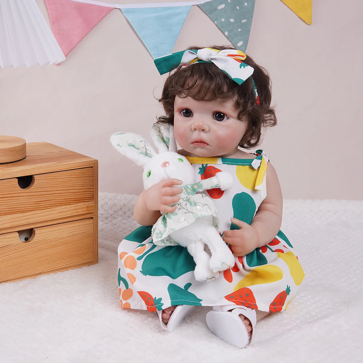 Boneca Bebê Reborn Silicone 48cm Menina Pode dar Banho com Acessórios Brastoy