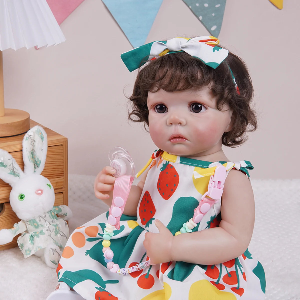 Boneca Bebê Reborn Silicone 48cm Menina Pode dar Banho com Acessórios Brastoy