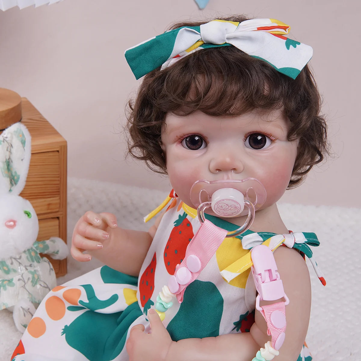 Boneca Bebê Reborn Silicone 48cm Menina Pode dar Banho com Acessórios Brastoy