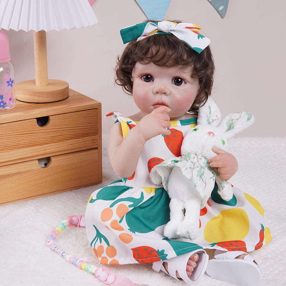 Boneca Bebê Reborn Silicone 48cm Menina Pode dar Banho com Acessórios Brastoy