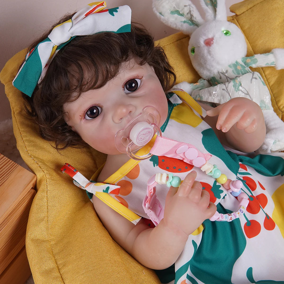 Boneca Bebê Reborn Silicone 48cm Menina Pode dar Banho com Acessórios Brastoy