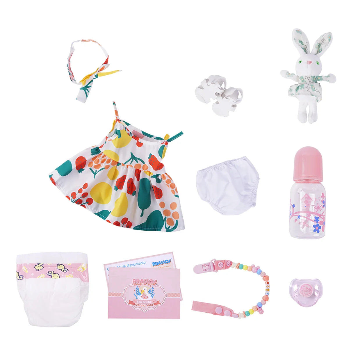 Boneca Bebê Reborn Silicone 48cm Menina Pode dar Banho com Acessórios Brastoy