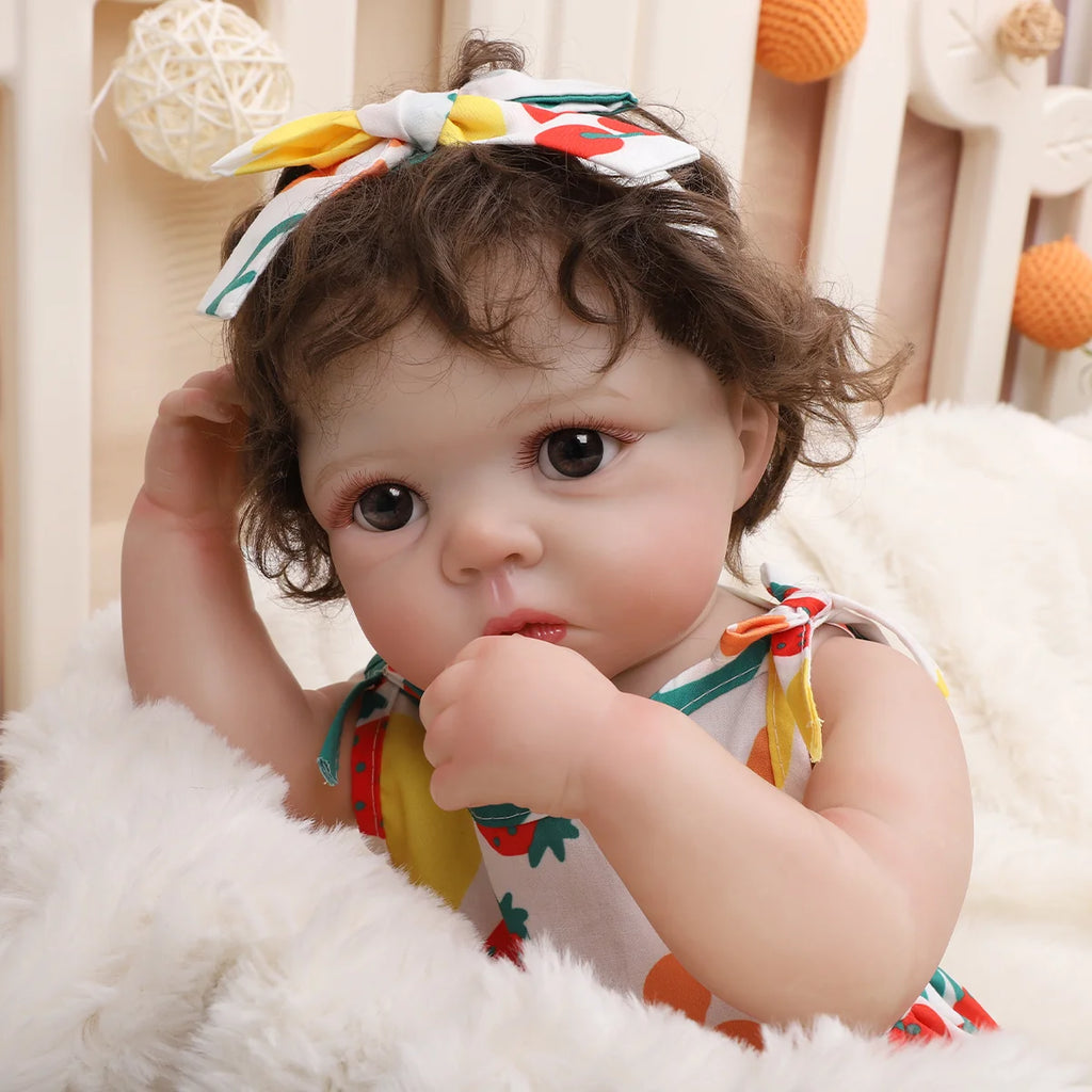 Boneca Bebê Reborn Silicone 48cm Menina Pode dar Banho com Acessórios Brastoy