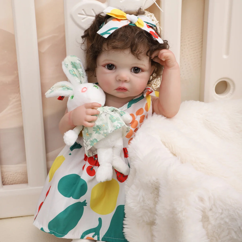 Boneca Bebê Reborn Silicone 48cm Menina Pode dar Banho com Acessórios Brastoy