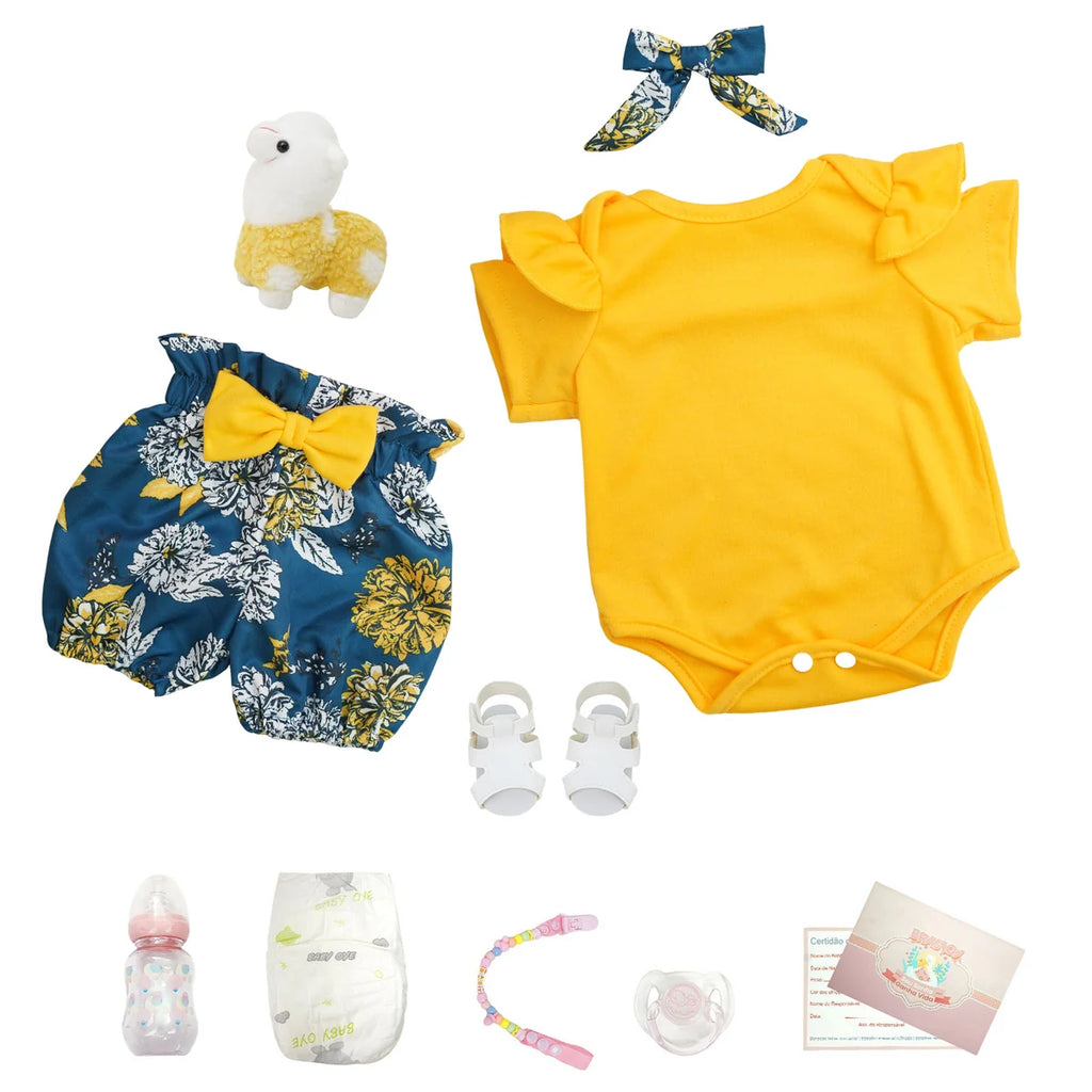 Boneca Bebê Reborn 55cm Silicone Menina Olhos Castanhos Pele Suave com Acessórios Brastoy