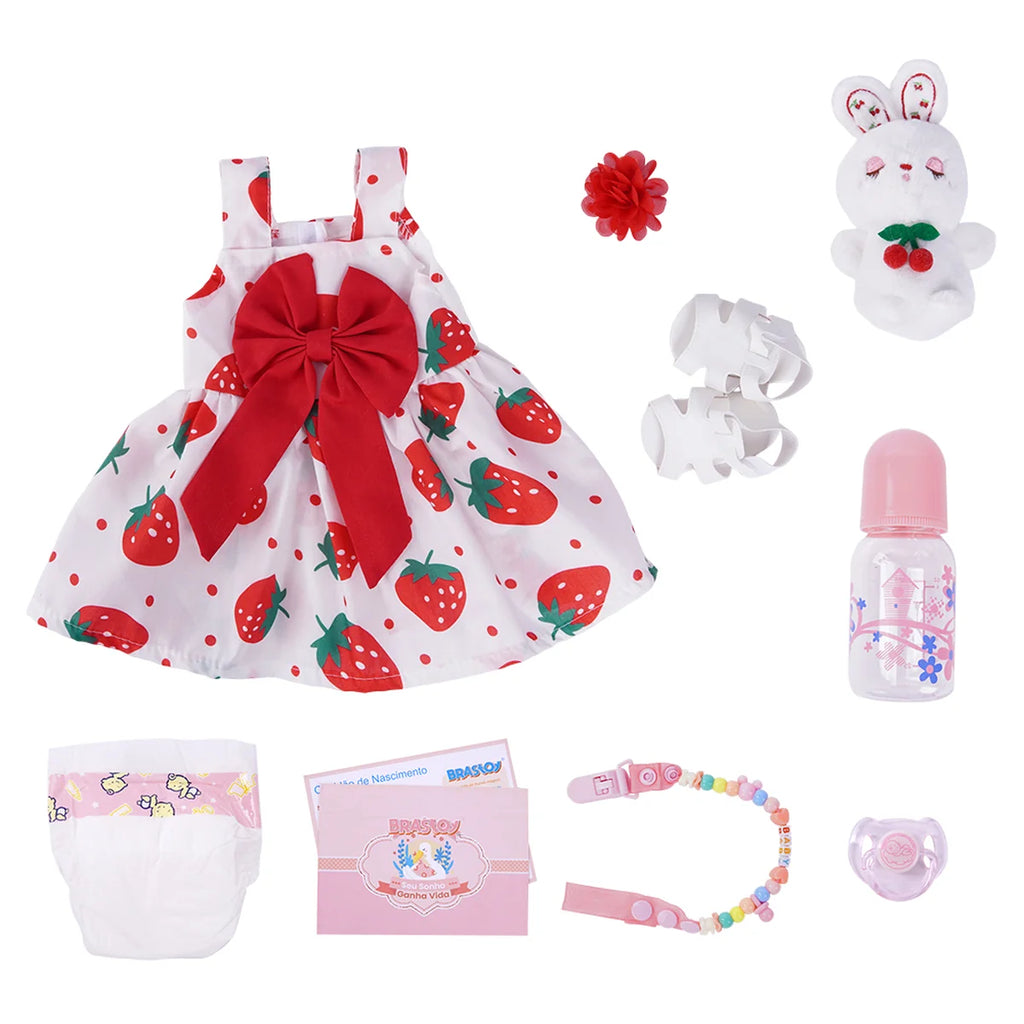 Boneca Bebe Reborn Realista Silicone 55cm Menina Olho Castanho com Acessórios Brastoy