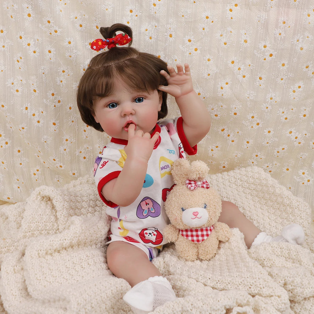 Boneca Bebê Reborn Menina 55cm Silicone Menina com Acessórios Pode dar Banho Brastoy