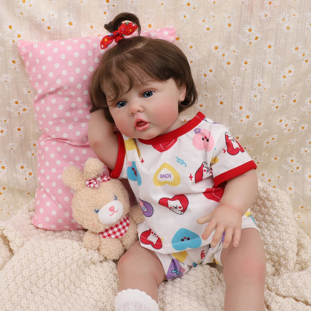 Boneca Bebê Reborn Menina 55cm Silicone Menina com Acessórios Pode dar Banho Brastoy