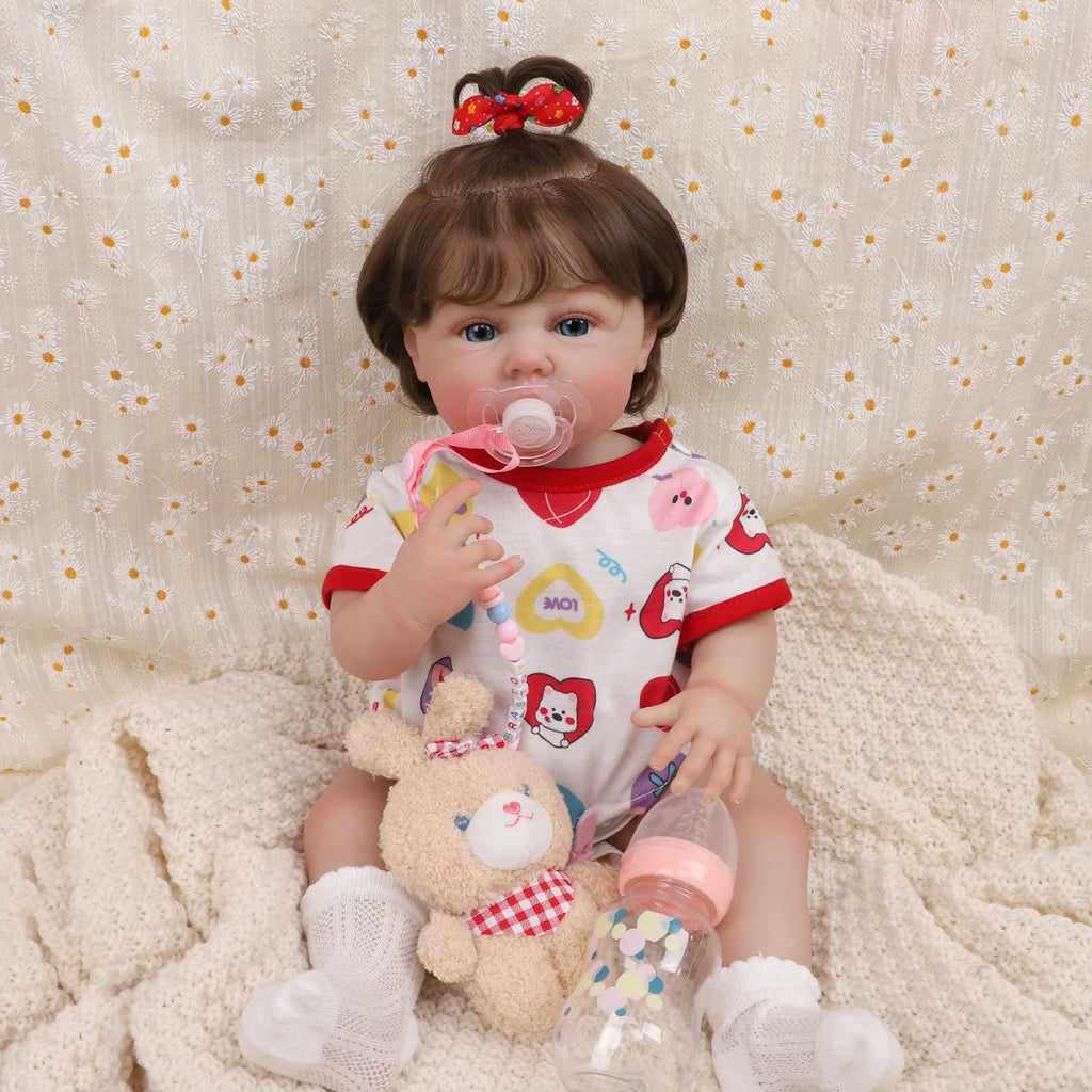 Boneca Bebê Reborn Menina 55cm Silicone Menina com Acessórios Pode dar Banho Brastoy
