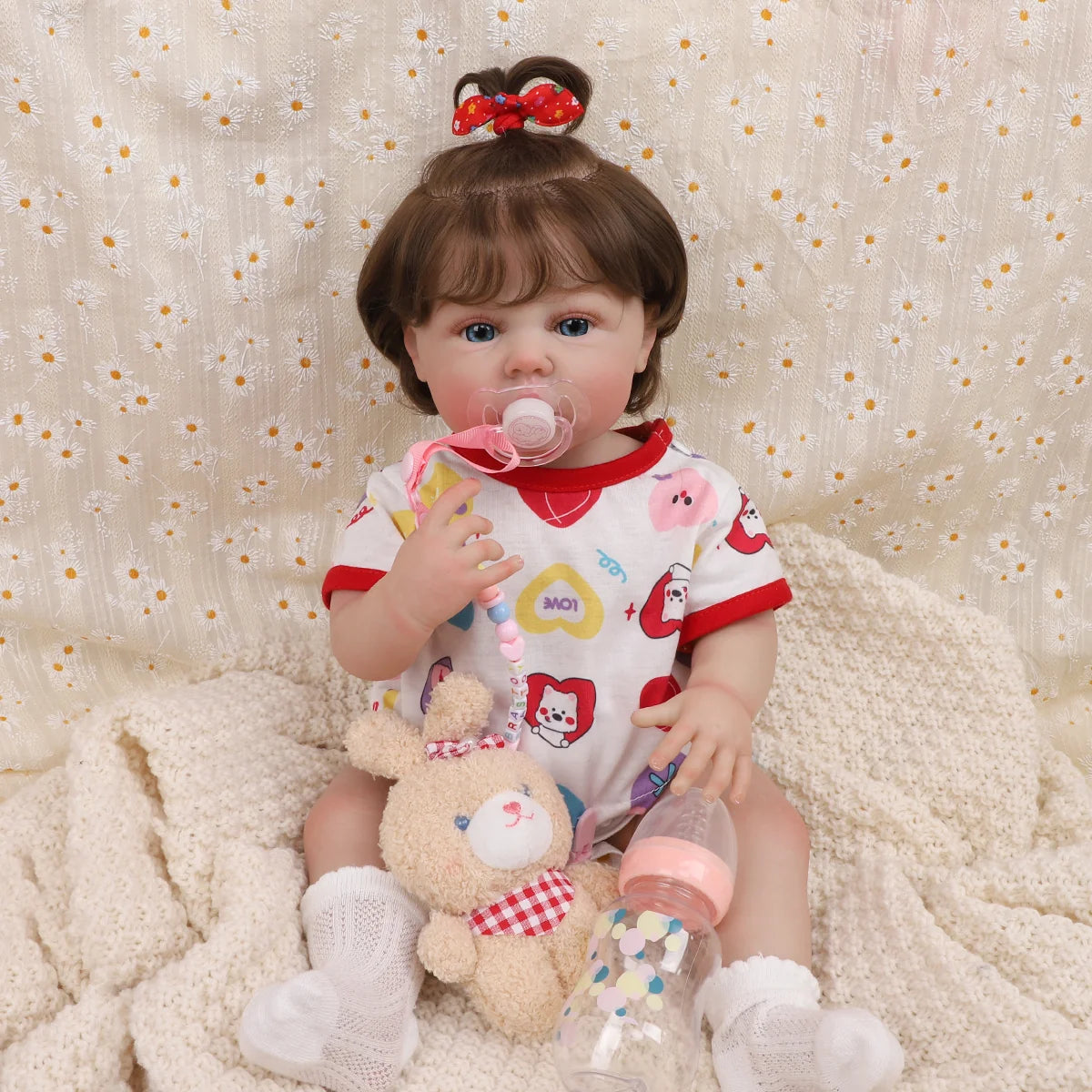 Boneca Bebê Reborn Menina 55cm Silicone Menina com Acessórios Pode dar Banho Brastoy