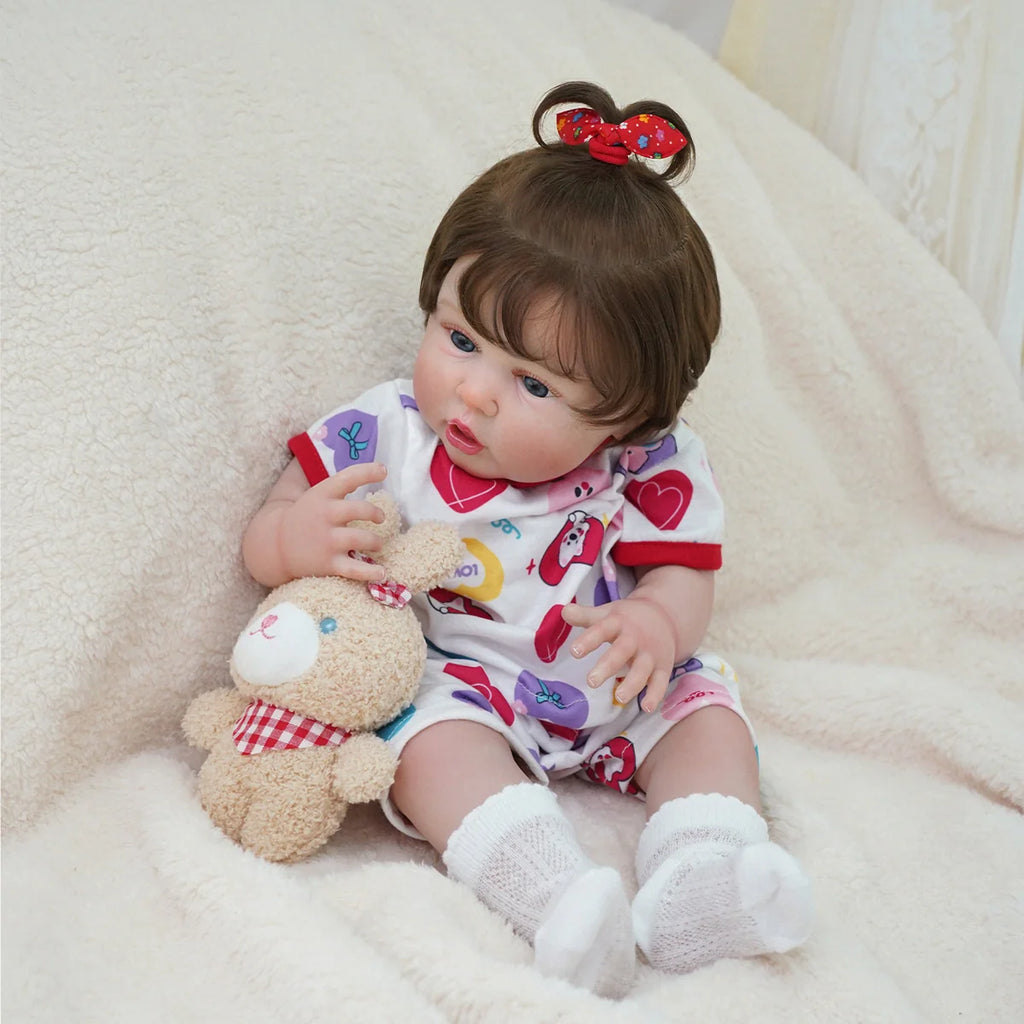 Boneca Bebê Reborn Menina 55cm Silicone Menina com Acessórios Pode dar Banho Brastoy