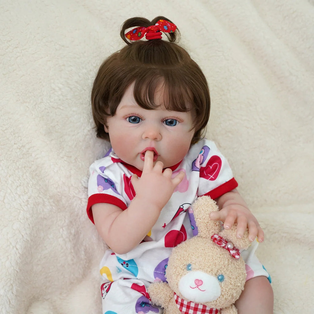 Boneca Bebê Reborn Menina 55cm Silicone Menina com Acessórios Pode dar Banho Brastoy