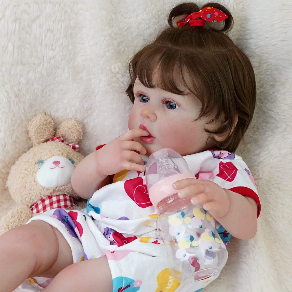 Boneca Bebê Reborn Menina 55cm Silicone Menina com Acessórios Pode dar Banho Brastoy