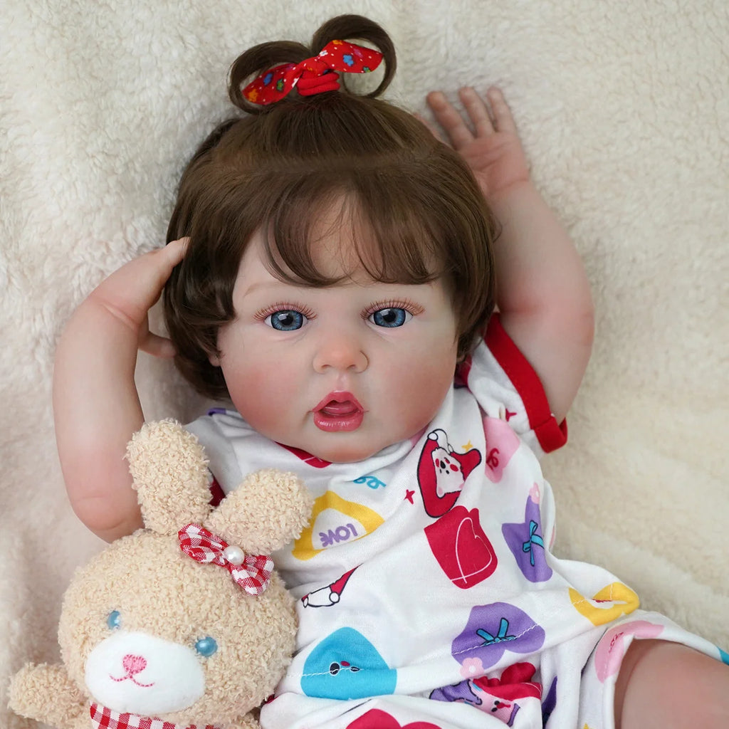 Boneca Bebê Reborn Menina 55cm Silicone Menina com Acessórios Pode dar Banho Brastoy