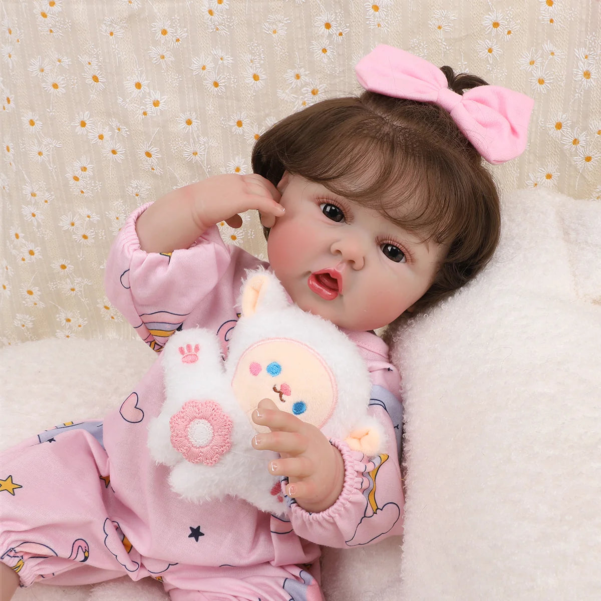 Boneca Bebê Reborn Menina 55cm Silicone com Acessórios Pode dar Banho Brastoy