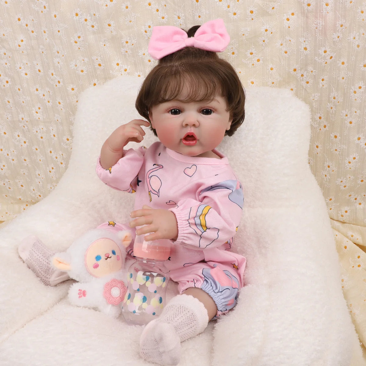 Boneca Bebê Reborn Menina 55cm Silicone com Acessórios Pode dar Banho Brastoy