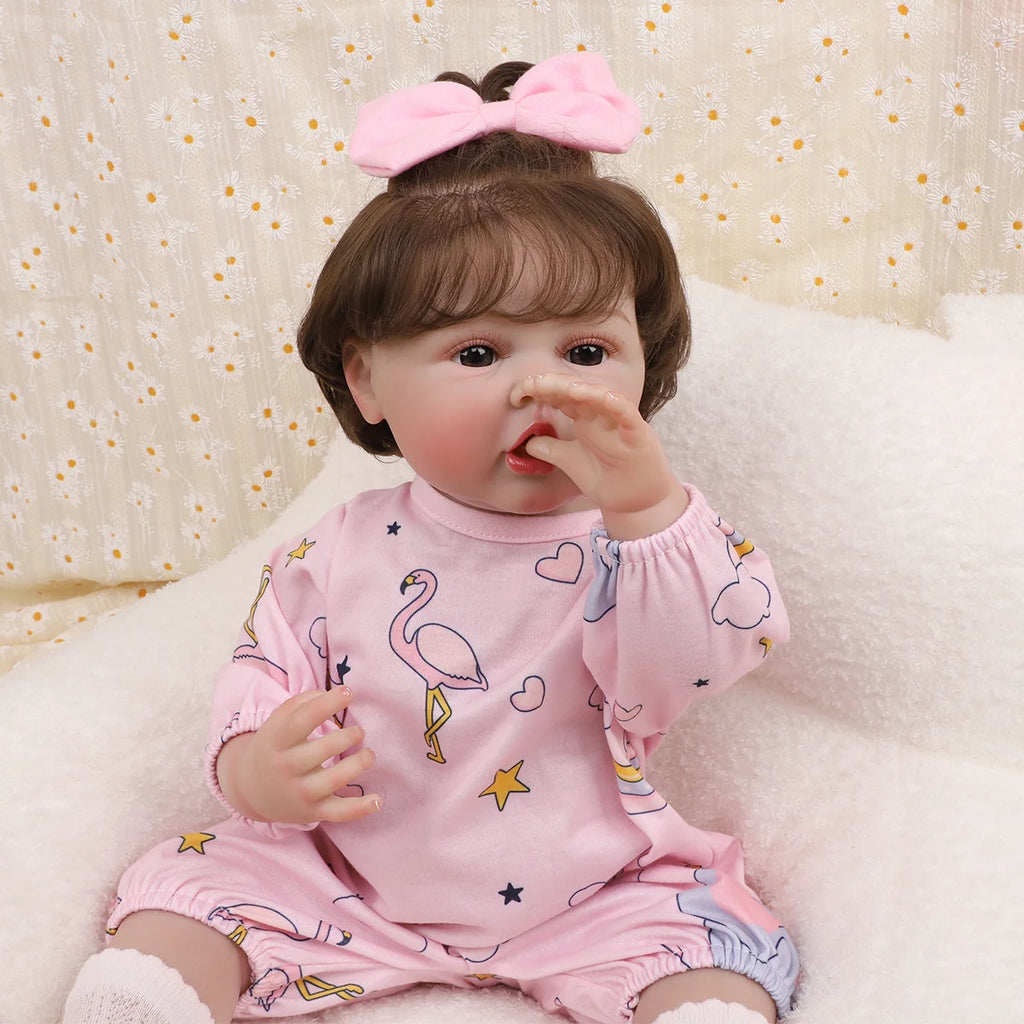 Boneca Bebê Reborn Menina 55cm Silicone com Acessórios Pode dar Banho Brastoy