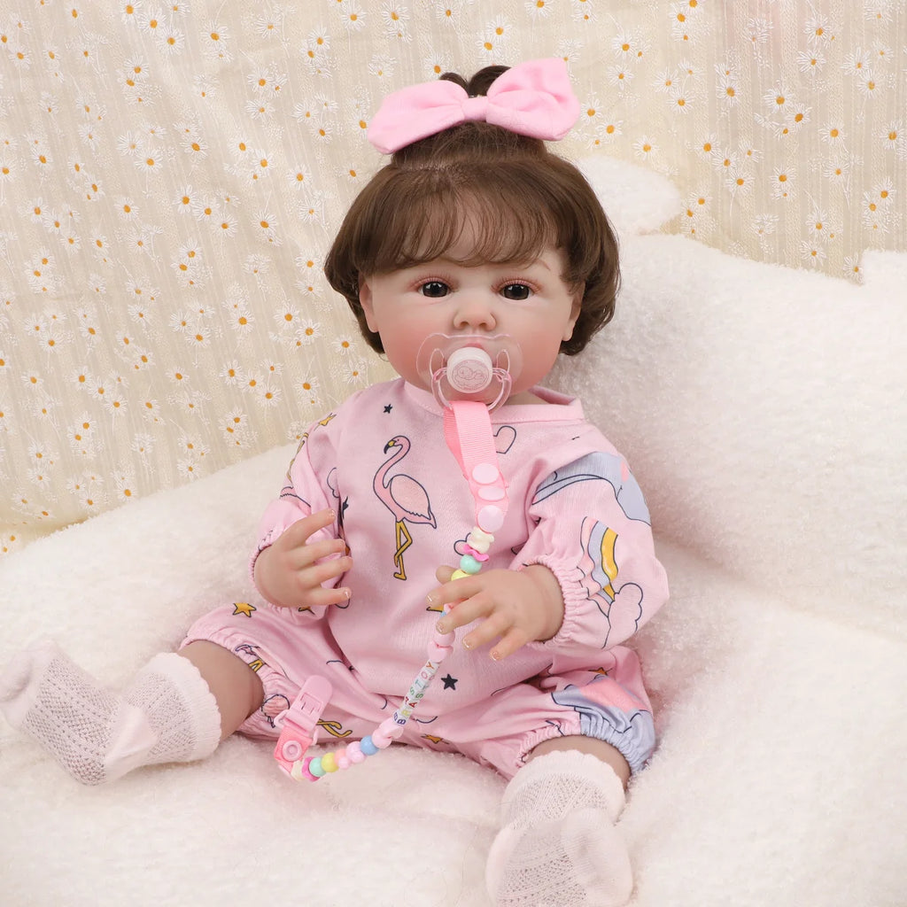 Boneca Bebê Reborn Menina 55cm Silicone com Acessórios Pode dar Banho Brastoy