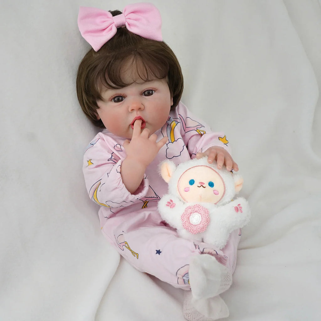 Boneca Bebê Reborn Menina 55cm Silicone com Acessórios Pode dar Banho Brastoy