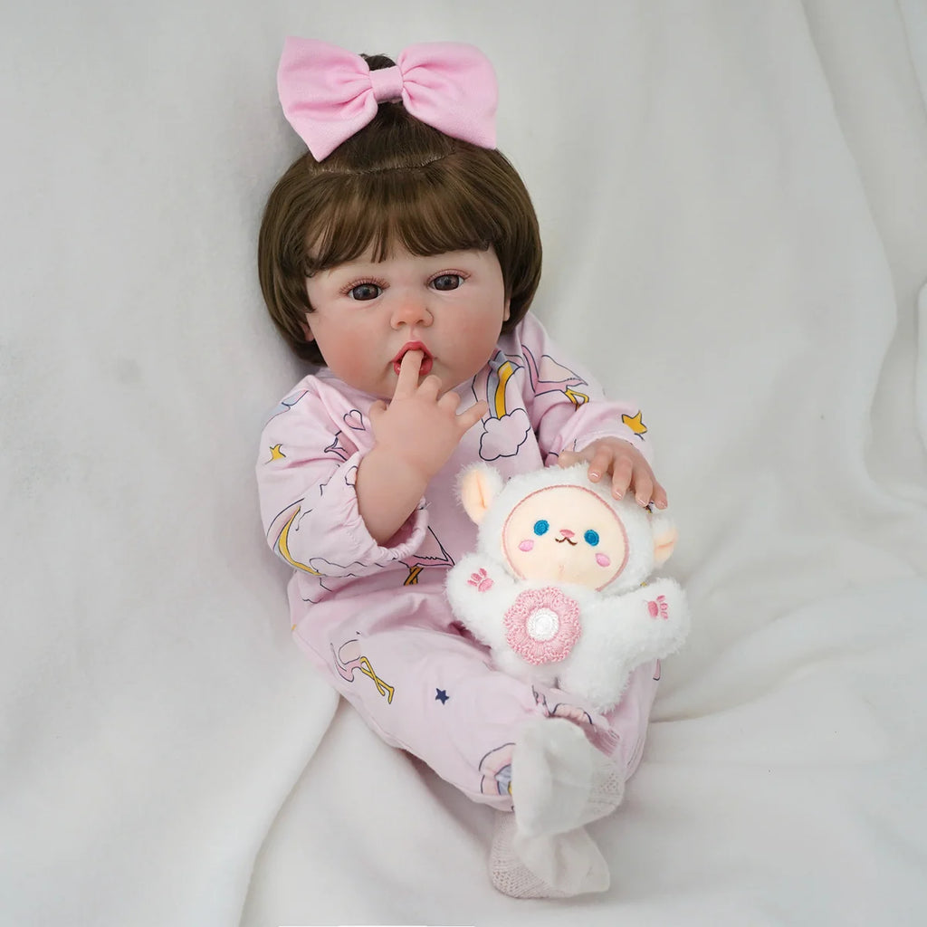 Boneca Bebê Reborn Menina 55cm Silicone com Acessórios Pode dar Banho Brastoy