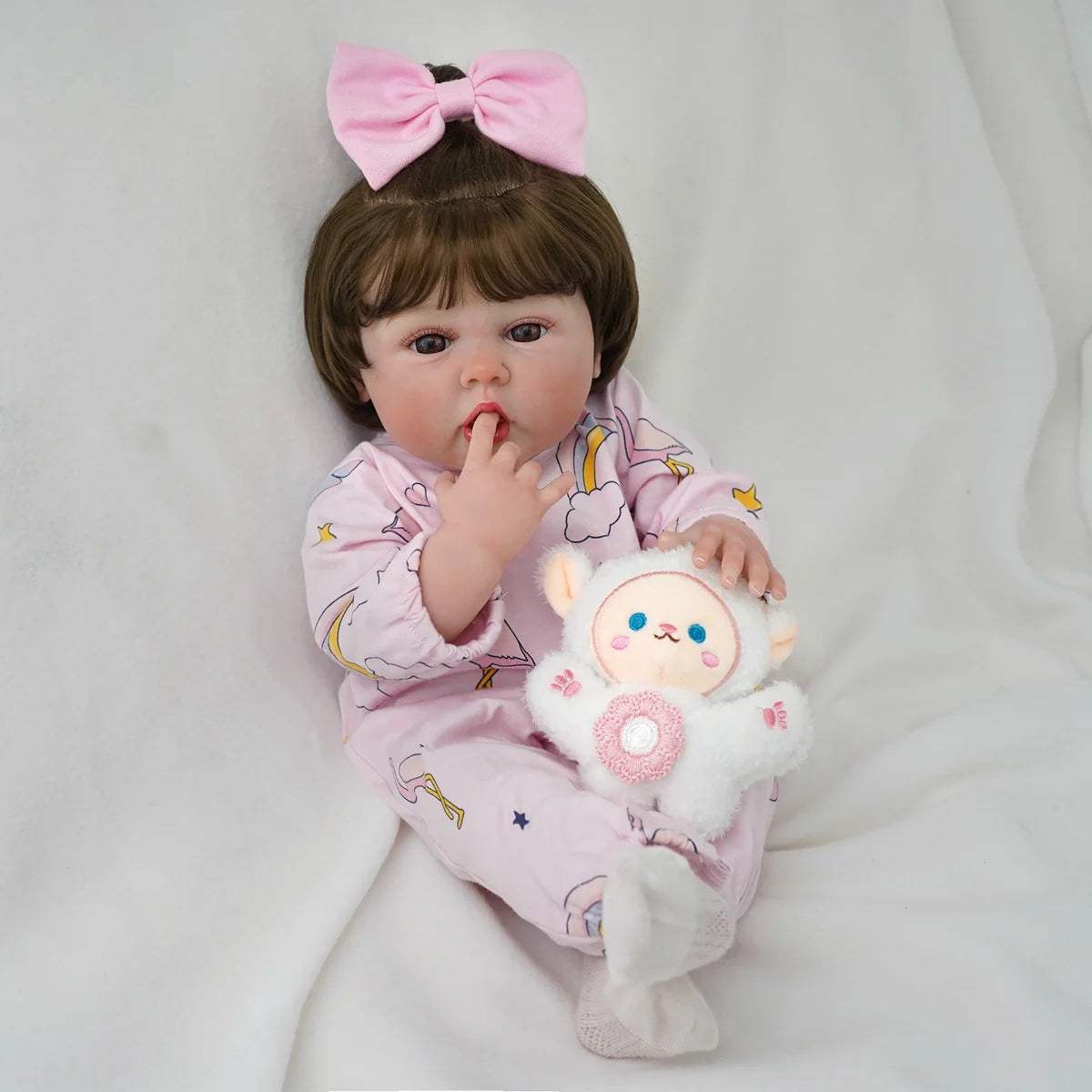 Boneca Bebê Reborn Menina 55cm Silicone com Acessórios Pode dar Banho Brastoy