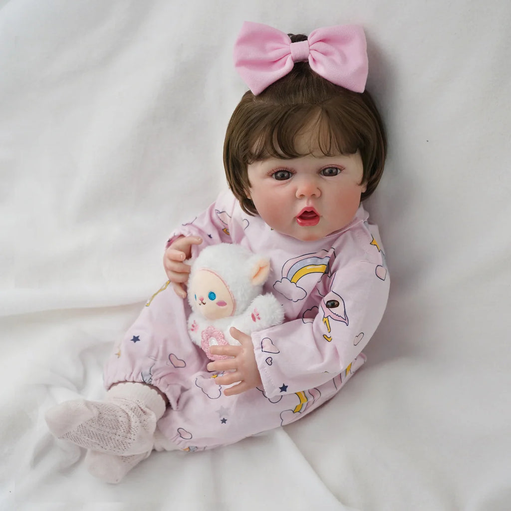 Boneca Bebê Reborn Menina 55cm Silicone com Acessórios Pode dar Banho Brastoy