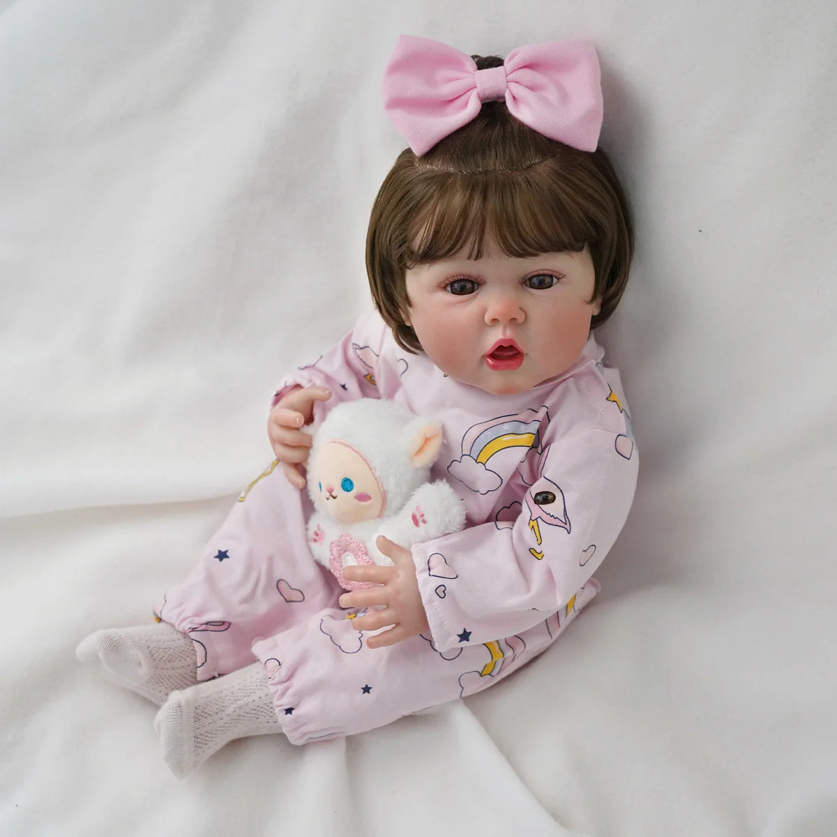 Boneca Bebê Reborn Menina 55cm Silicone com Acessórios Pode dar Banho Brastoy