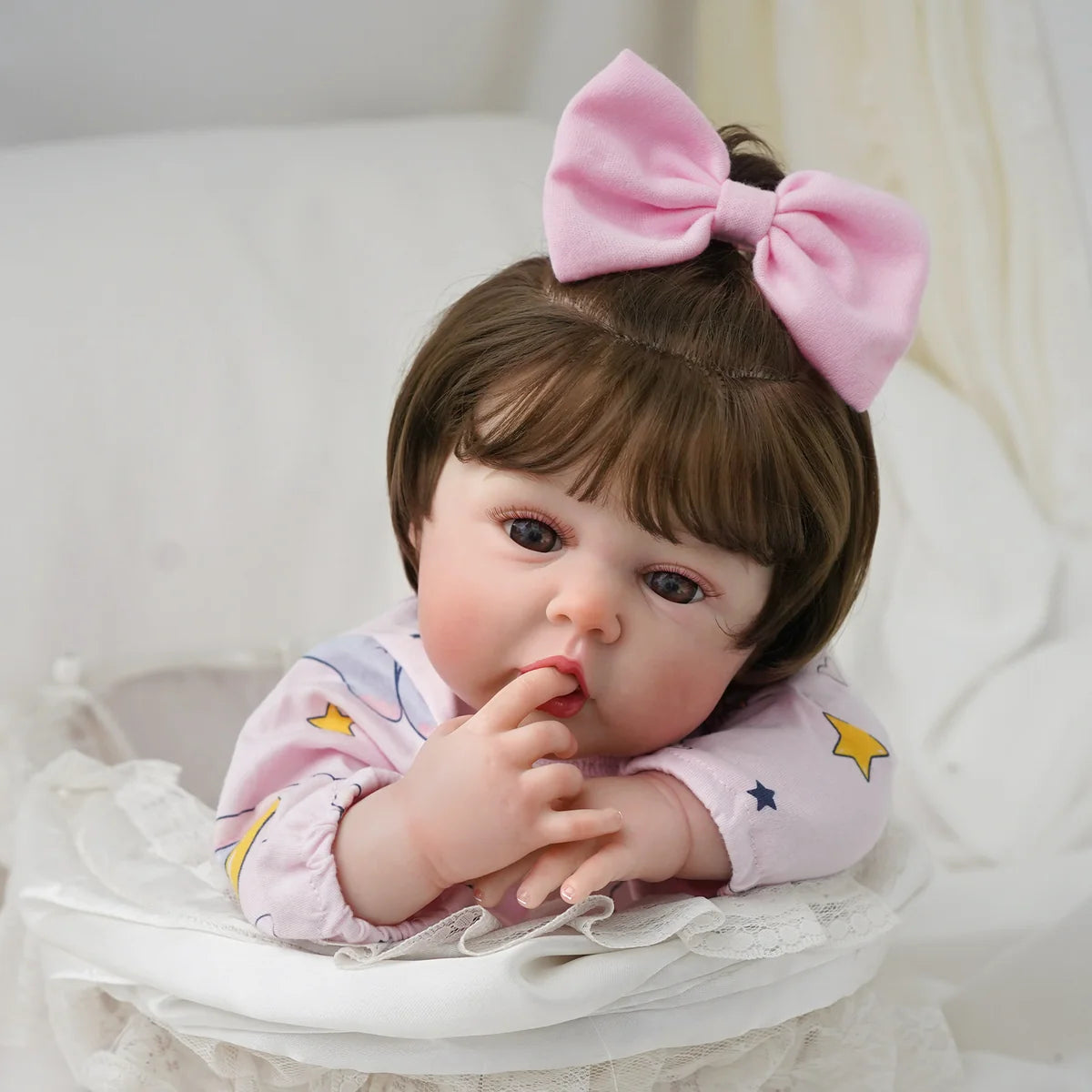 Boneca Bebê Reborn Menina 55cm Silicone com Acessórios Pode dar Banho Brastoy