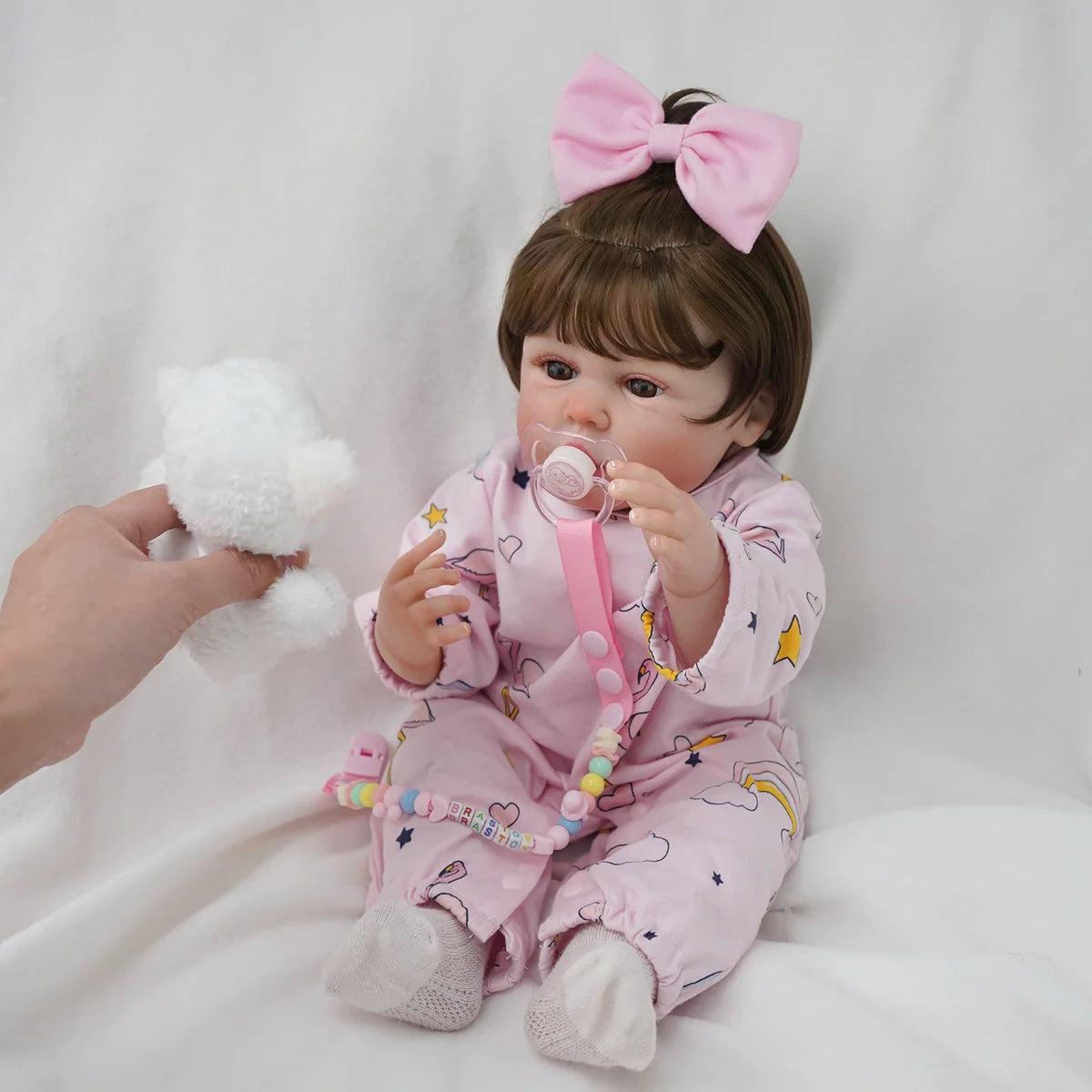 Boneca Bebê Reborn Menina 55cm Silicone com Acessórios Pode dar Banho Brastoy