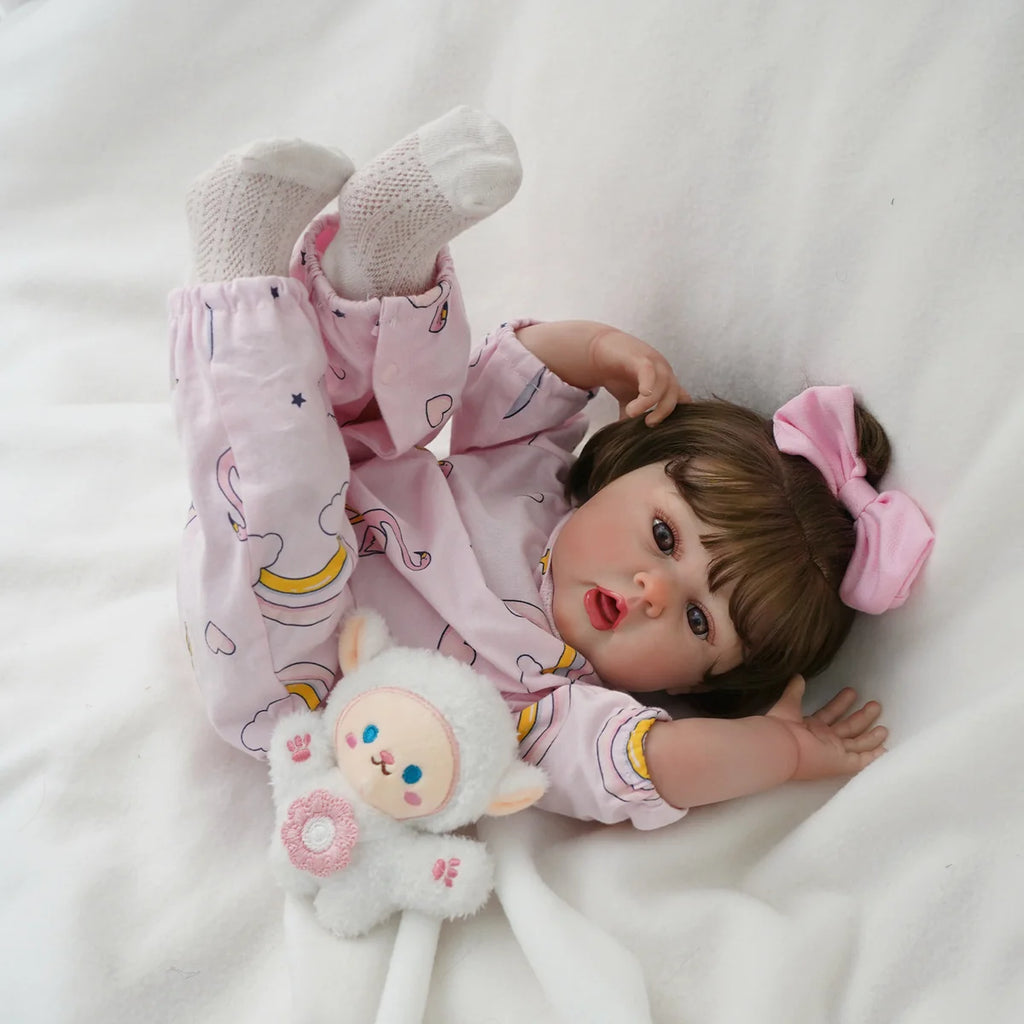 Boneca Bebê Reborn Menina 55cm Silicone com Acessórios Pode dar Banho Brastoy