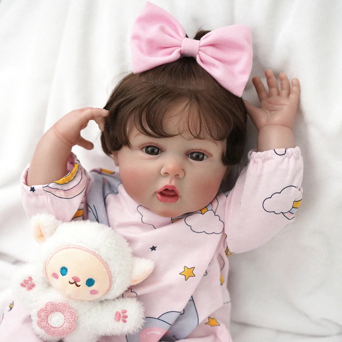 Boneca Bebê Reborn Menina 55cm Silicone com Acessórios Pode dar Banho Brastoy