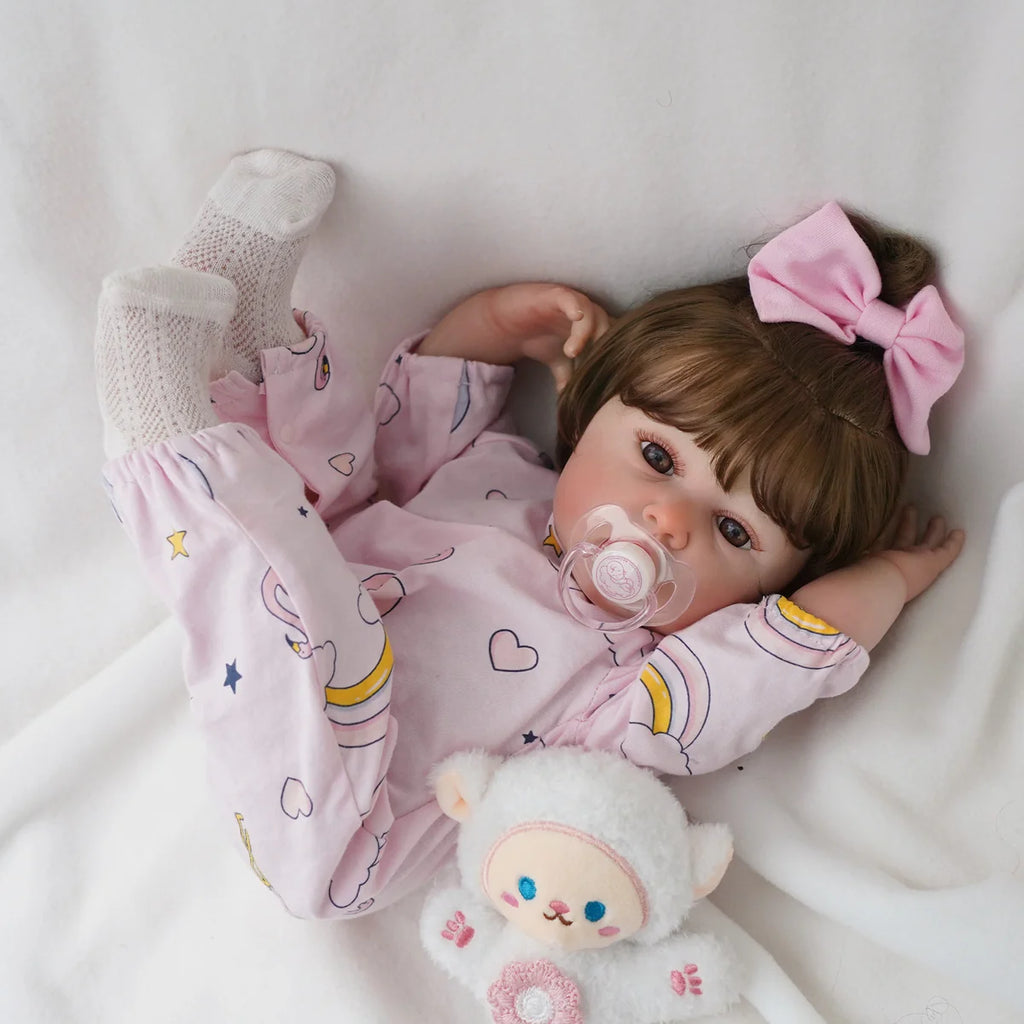 Boneca Bebê Reborn Menina 55cm Silicone com Acessórios Pode dar Banho Brastoy
