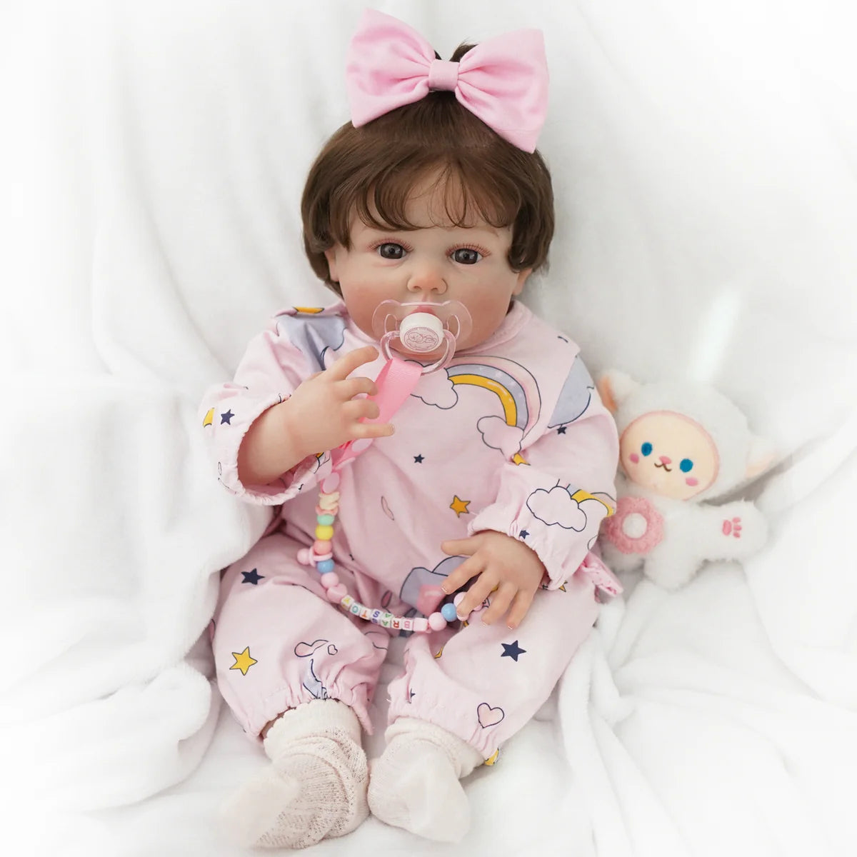 Boneca Bebê Reborn Menina 55cm Silicone com Acessórios Pode dar Banho Brastoy