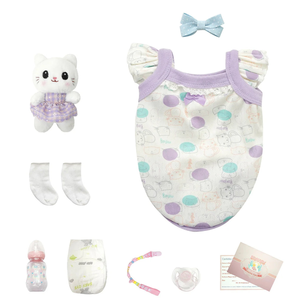 Boneca Bebê Reborn Silicone 48cm Menina Olho Azul com Acessórios Pode dar Banho Brastoy