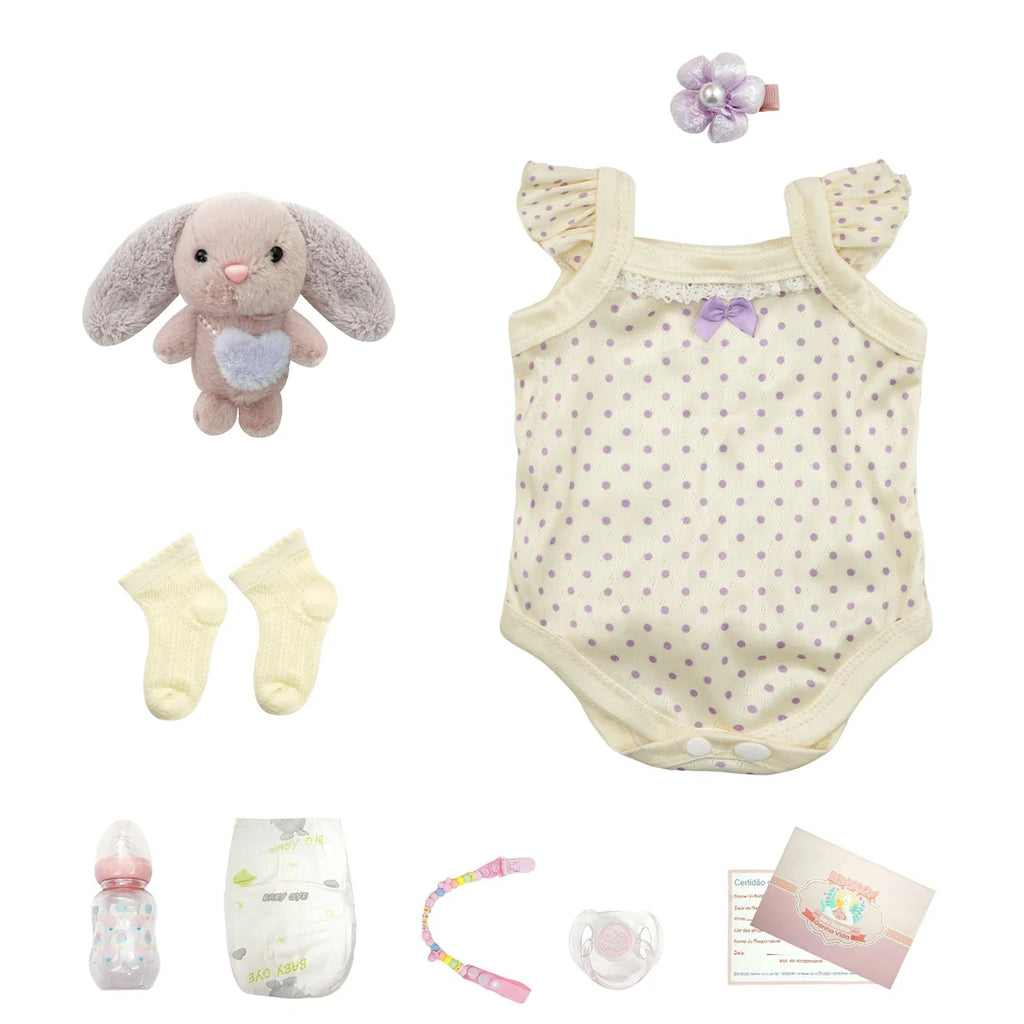 Boneca Bebê Reborn 48cm Silicone Menina Realista Olho Fechado com Acessórios Pode dar Banho Brastoy
