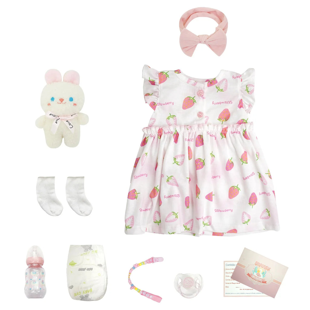 Boneca Bebê Reborn Menina 55cm Silicone Olho Azul com Acessórios Brastoy