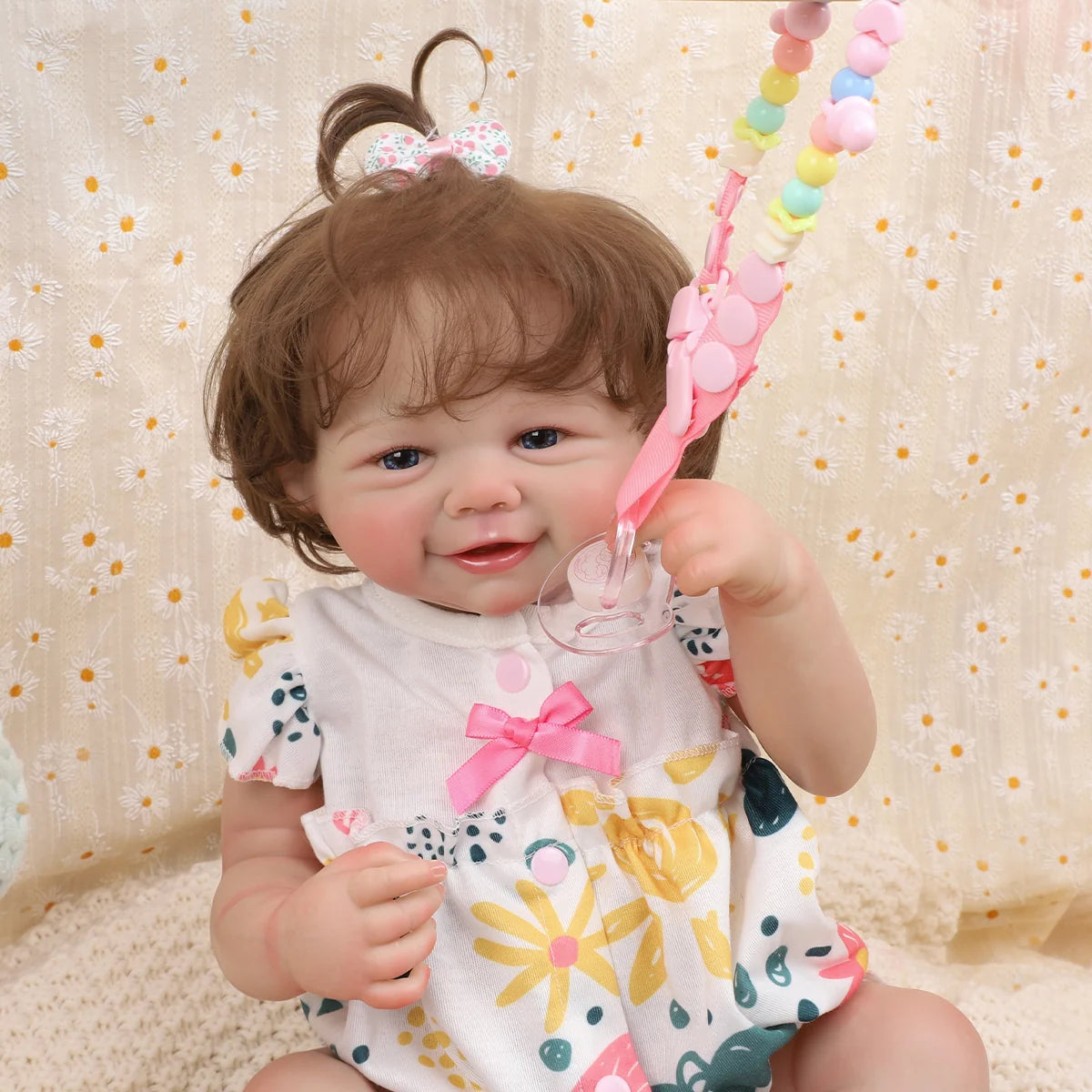 Boneca Bebê Reborn Realista Menina 48cm Corpo De Silicone Com Olhos Azuis Com Acessório Brastoy
