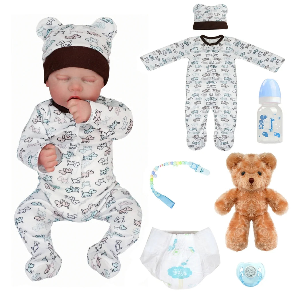 Boneco Bebê Reborn Realista Silicone Conjunto de Roupa Chupeta Mamadeira e Pelúcia Original Completo
