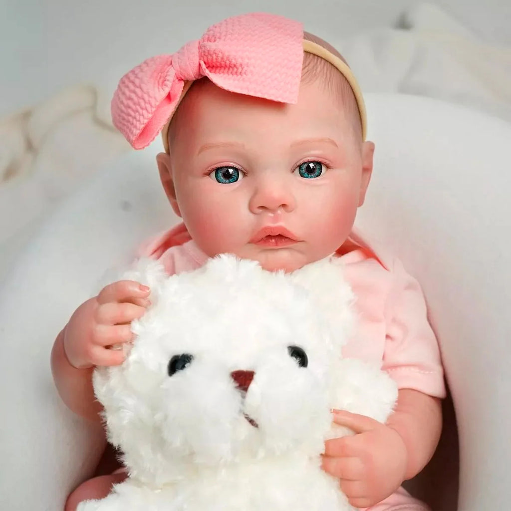 Boneca Bebê Reborn Realista Brastoy Silicone Kit Conjunto de Roupa Chupeta Mamadeira e Pelúcia Menina