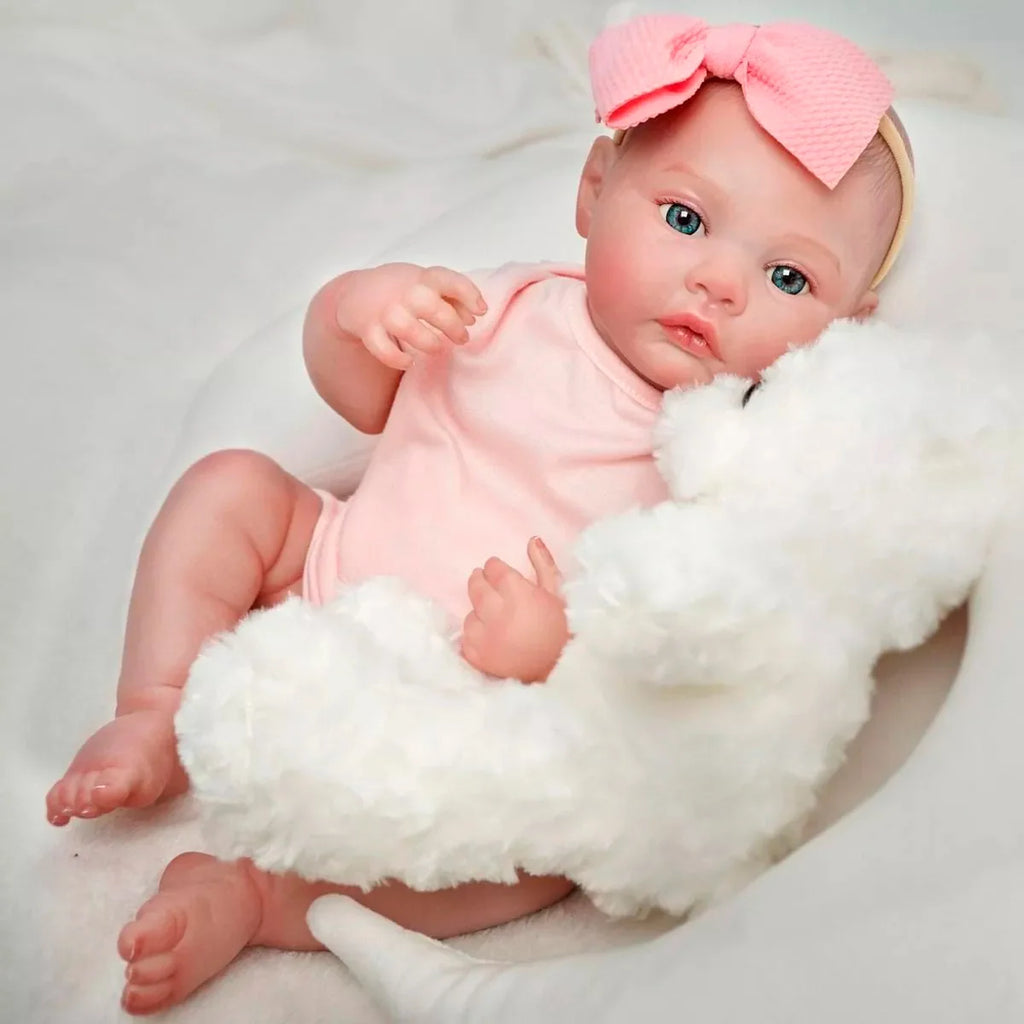 Boneca Bebê Reborn Realista Brastoy Silicone Kit Conjunto de Roupa Chupeta Mamadeira e Pelúcia Menina