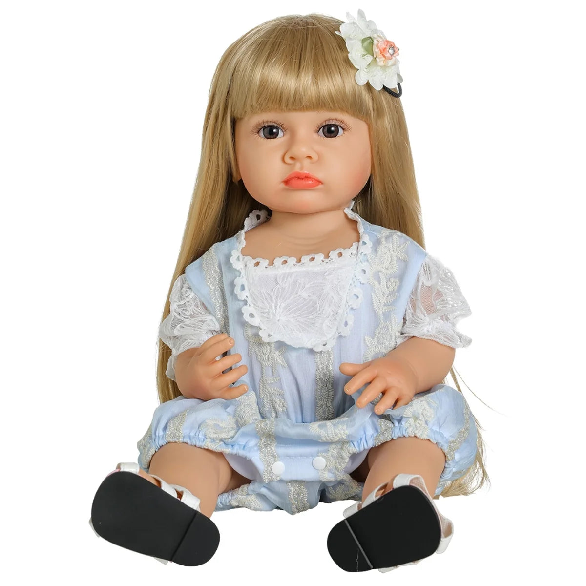 Boneca Bebê Reborn Realista Ursinho Silicone Conjunto de Roupa Chupeta Mamadeira e Pelúcia Original Completo