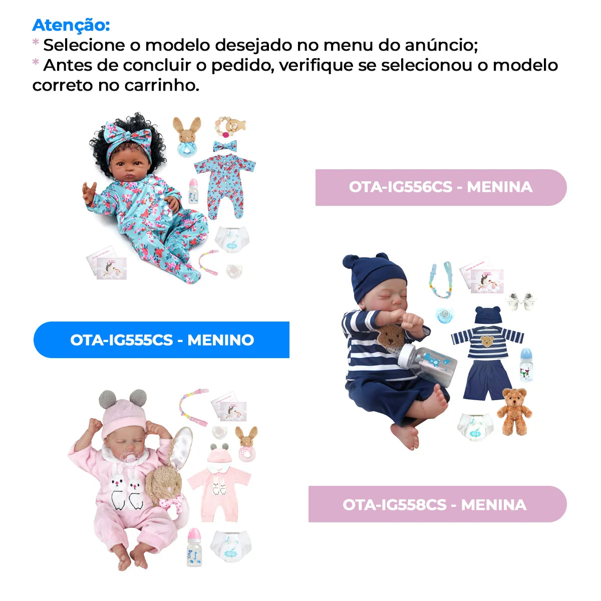 Boneco Bebê Reborn Menino Realista Silicone Conjunto de Roupa Chupeta Mamadeira e Pelúcia Original Completo