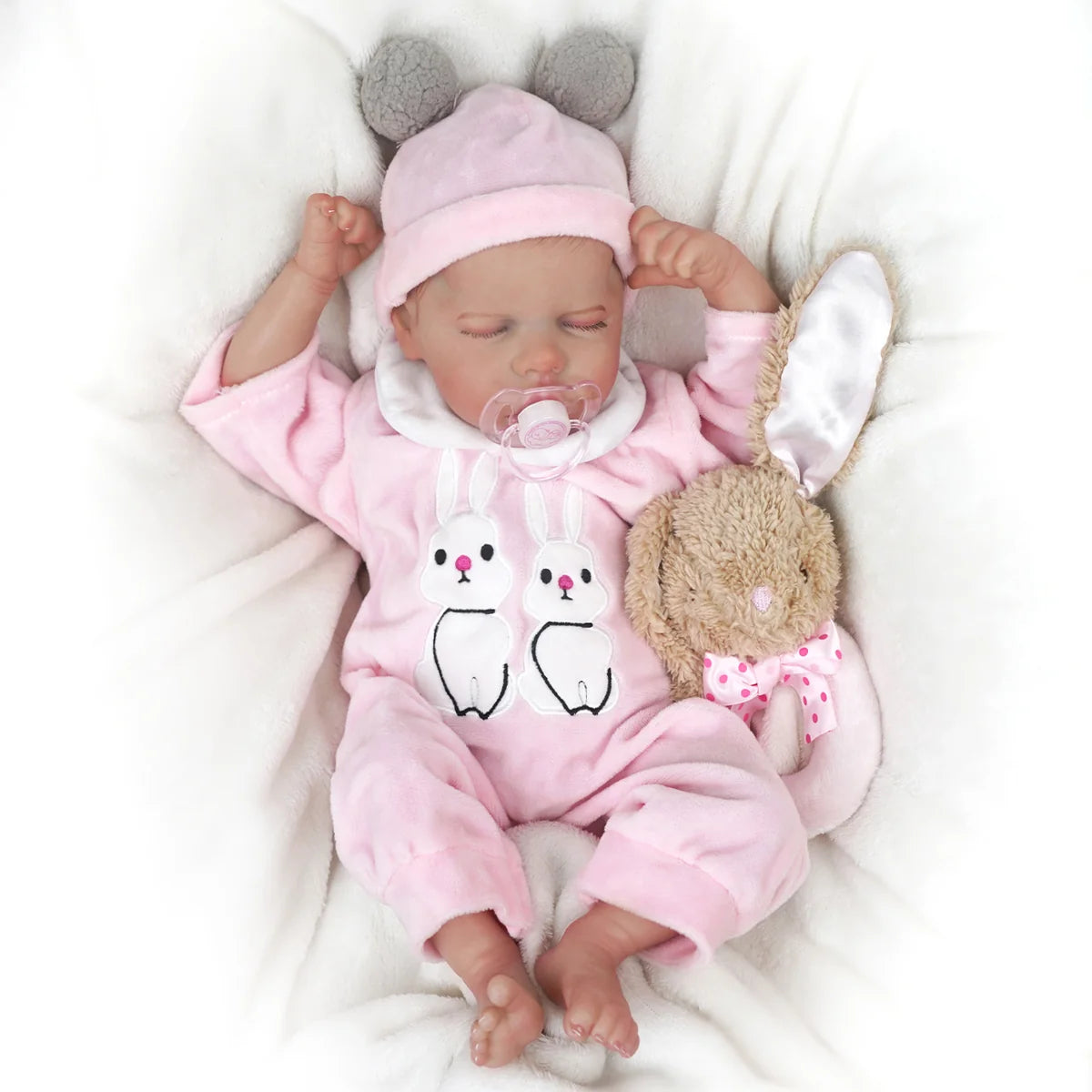 Boneca Bebê Reborn Realista Silicone Conjunto de Roupa Chupeta Mamadeira e Pelúcia Original Completo