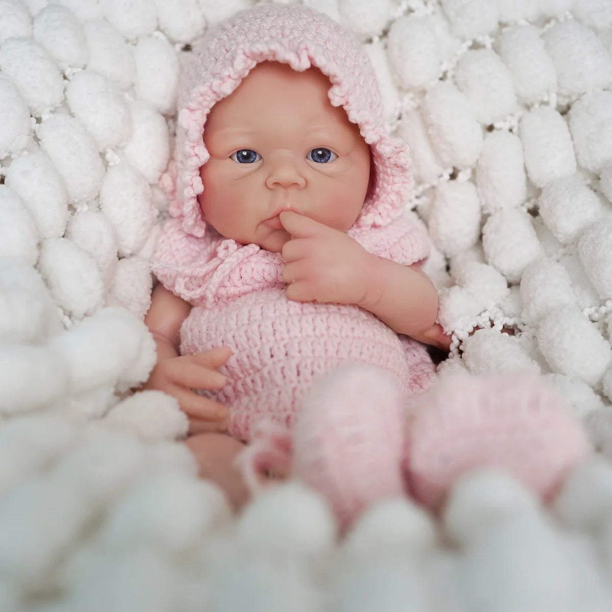 Bebê Reborn Boneca Silicone Sólido 35cm Original Pode Tomar Banho Com Kit Conjunto de Roupa Chupeta Mamadeira e Pelúcia