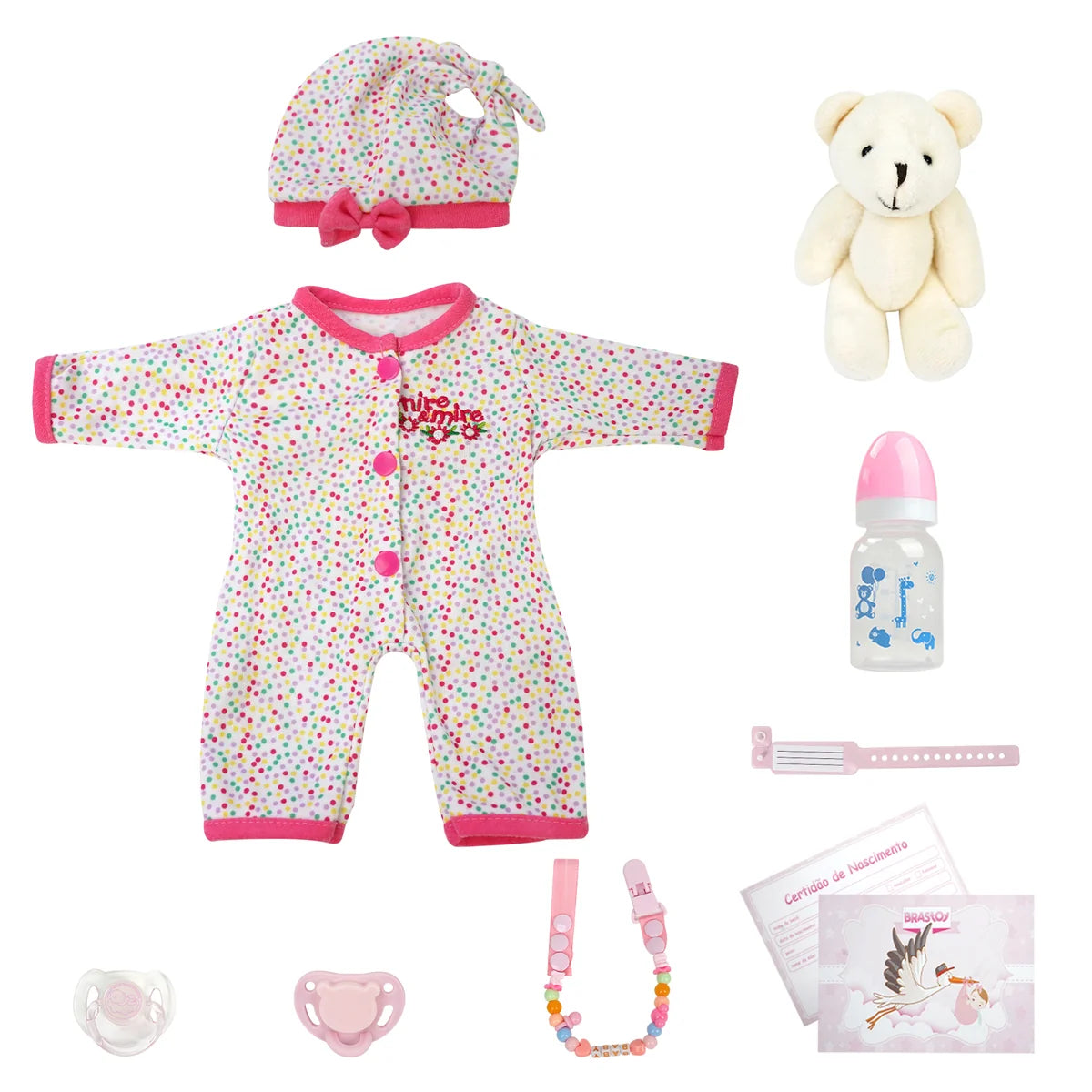 Bebê Reborn Boneca Silicone Sólido Menina 35cm Pode Tomar Banho Com 2 Conjuntos de Roupa Mamadeira Chupeta Pelúcia Certidão Fralda