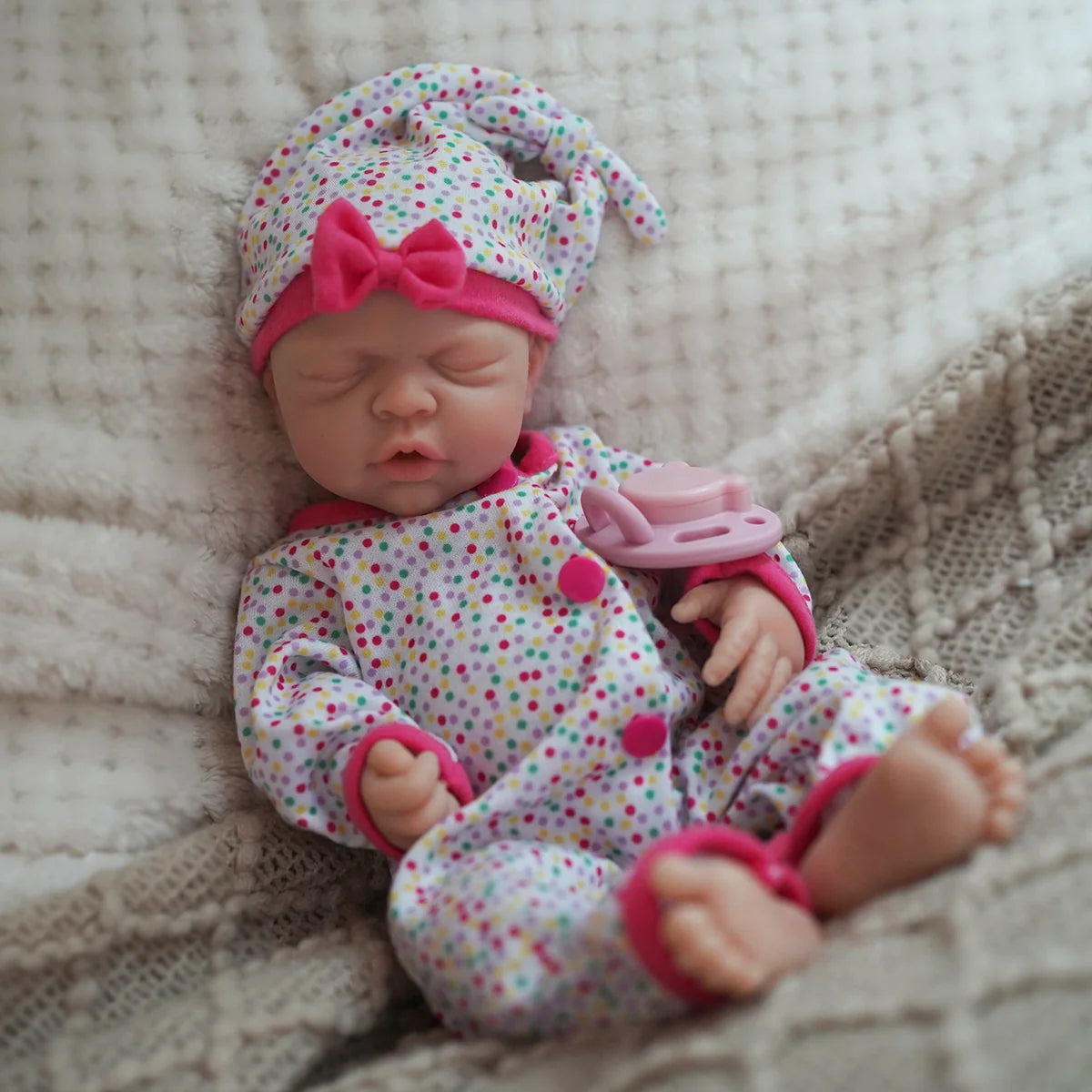 Bebê Reborn Boneca Silicone Sólido Menina 35cm Pode Tomar Banho Com 2 Conjuntos de Roupa Mamadeira Chupeta Pelúcia Certidão Fralda