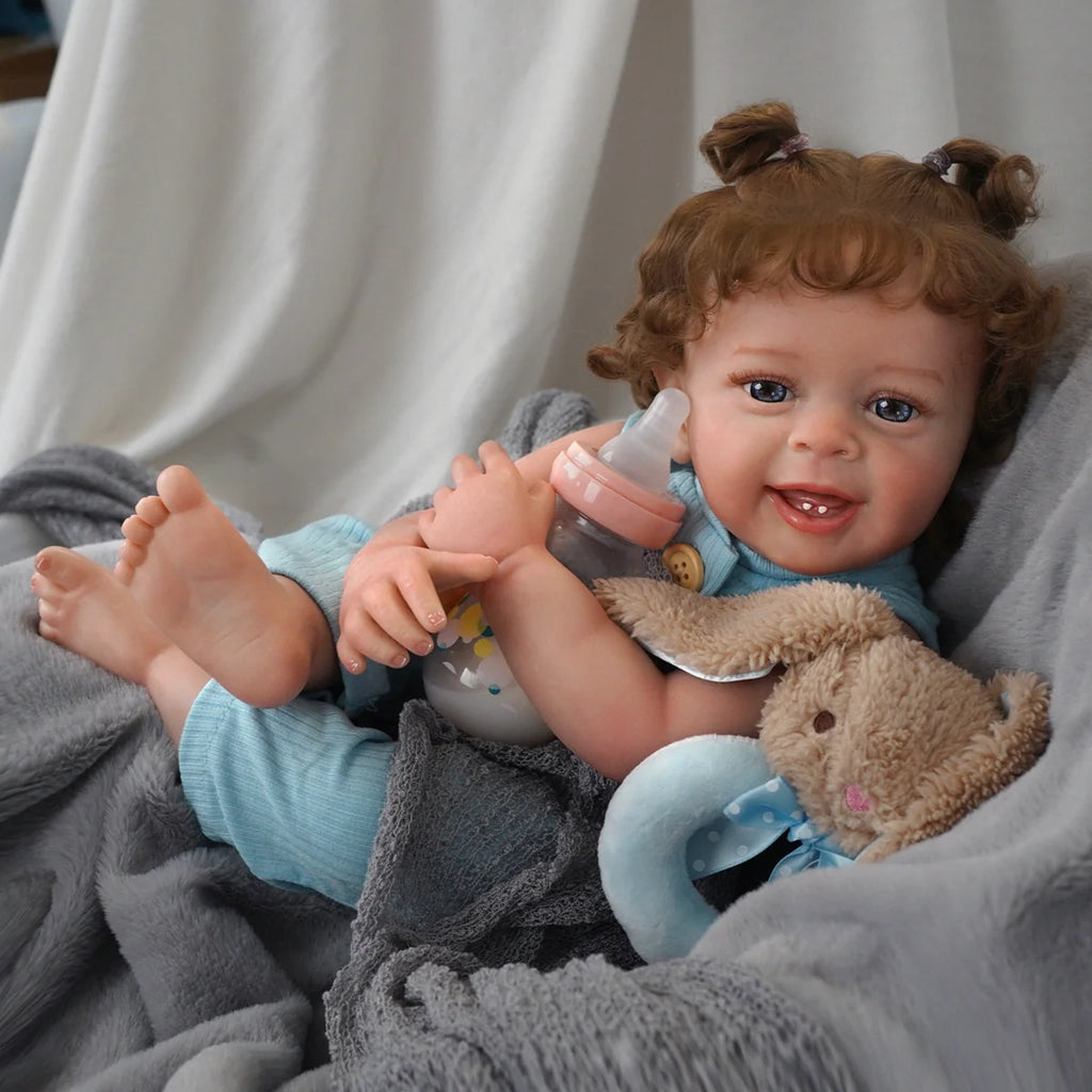 Boneca Bebê Reborn Realista Silicone Conjunto de Roupa Chupeta Mamadeira e Pelúcia
