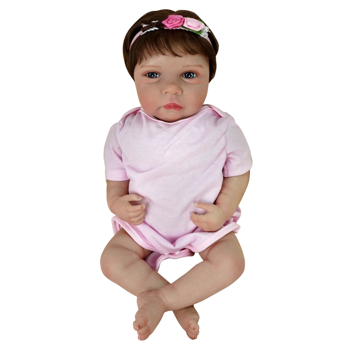 Boneca Bebê Reborn Silicone 48cm Conjunto de Roupa Mamadeira Chupeta Brastoy