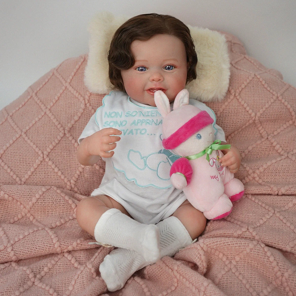 Boneca Bebê Reborn Silicone 48cm Conjunto de Roupa Mamadeira Chupeta Pelucia Brastoy