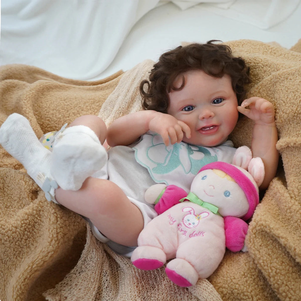 Boneca Bebê Reborn Silicone 48cm Conjunto de Roupa Mamadeira Chupeta Pelucia Brastoy